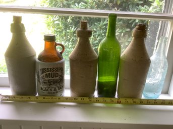 Mixed Pottery/ Glass Bottles