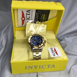 Fantastic Brand New $795 INVICTA - Specialty Chronograph Watch - Gold Bezel And Never Blue Dial - Nice ! (#4)