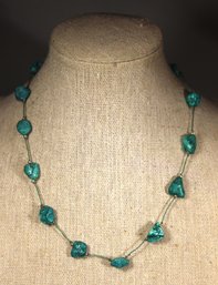 Vintage Choker Length 15' Necklace Having Genuine Turquoise Stones