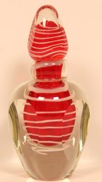 RED & WHITE GLASS PERFUME BOTTLE WITH LID