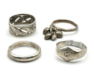 Lot Of 4 Sterling Silver Rings, Size 4.5