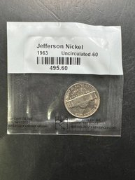 1963 Uncirculated Jefferson Nickel In Littleton Package