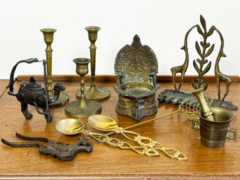 An Assortment Of Vintage And Antique Asian Brass Ware