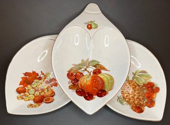 Vintage Individual Hand Held Party Plates - Del Coronado Nasco Japan - Fruit & Nuts - Serving - 6.5 X 10 Inch
