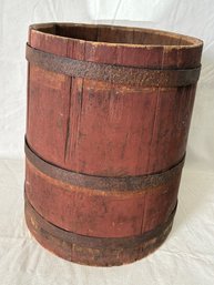 Antique 19th Century WELL BUCKET With Original Red Paint- Early American Primitive