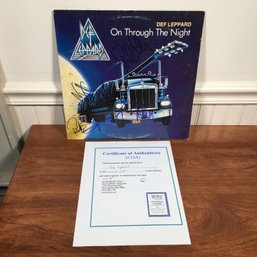 Amazing Signed DEF LEOPARD Album Cover With COA - Album Name - On Through The Night - Cool Piece