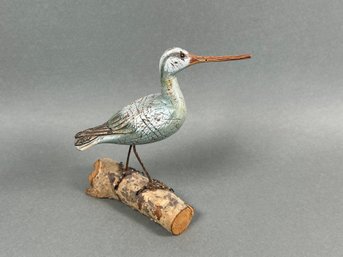 Signed Wooden Sand Piper Bird Decoy Figure
