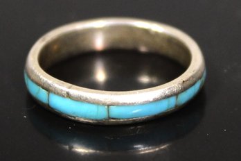 Fine Sterling Silver Turquoise Band Ring Size 7