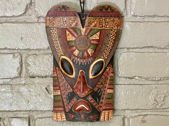 Colorful Vintage Hand Carved Wooden African Mask