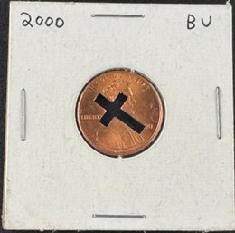 2000 Lincoln Penny With Cross Cutout