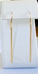 STUNNING 14K GOLD POLISHED GOLD BAR DANGLE EARRINGS SIGNED JCM