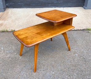 1950s Heywood Wakefield Maple Step Side Table