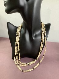 Vintage Pearl/black Beaded Necklace