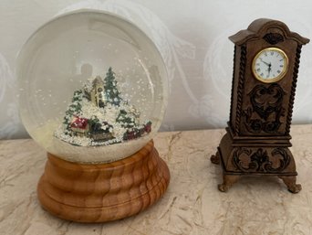 Christmas Crystal Music Box And Small Grandfather Clock