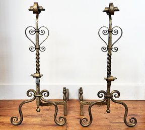 A Pair Of Large, Ornate Andirons