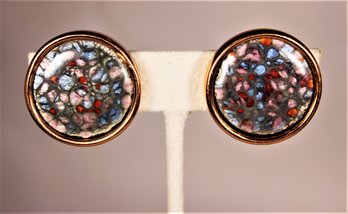 Renoir Matisse Enamel On Copper Circular Multi Colored Earrings Ear Clips