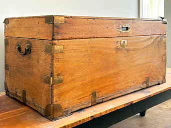 A 19th Century Pine Travel Trunk - Restored - Gorgeous Brass Hardware!