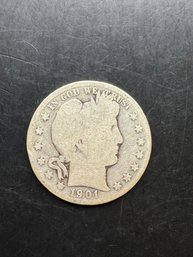 1901 Silver Barber Half Dollar