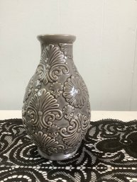 Grey Floral Pottery Vase
