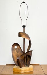 A Bespoke 1950's Art Copper Table Lamp - Beautiful Mid Century Design!