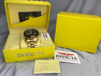 Incredible Brand New $695 INVICTA PRO DIVER - All Gold With Black Dial - Super Nice LARGE & HEAVY ! (#5)