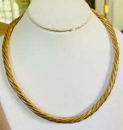 ELEGANT GOLD MESH ROPE NECKLACE WITH 14K GOLD CAPS & LOBSTER CLAW CLASP