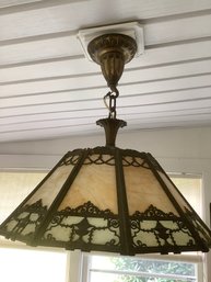 Vintage Slag Glass Hanging Lamp