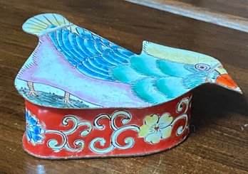 Small Enamel Bird Trinket Box