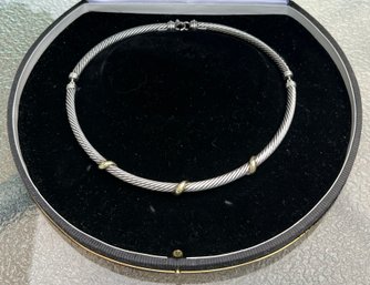 David Yurman Sterling Silver And 14K Gold Cable Choker