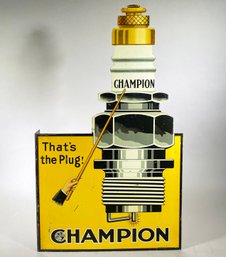 A Large Vintage Champion Spark Plug Flange Sign (Restoration In Process)