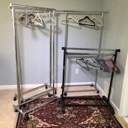 Group Of Four - Household Quality Clothing Storage Racks - With 35 Flocked Hangers - Nice Clothing Racks !