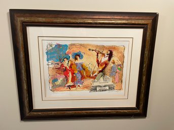 Gorgeous Signed Wissotzky Muscian In Street In Frame