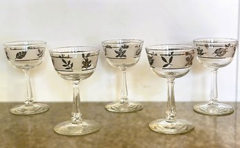 Libbey Glass Company Silver Leaf Cocktail Glasses