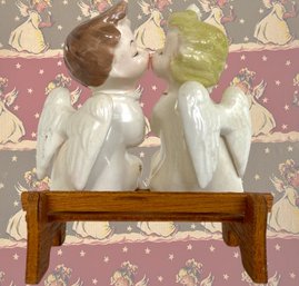 Darling 1950s Kissing Angles On Wooden Bench