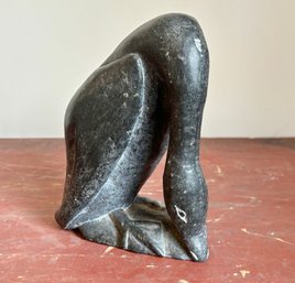 Carved Soapstone Loon Sculpture, Signed