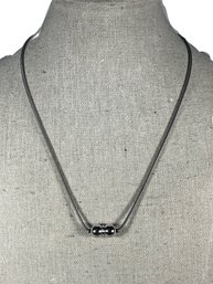 Modern Sterling Silver Necklace W 'ball' Pendant