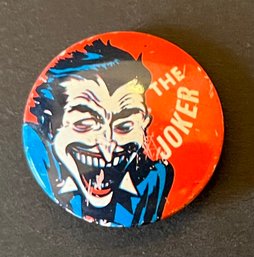 Vintage The Joker Pinback - Batman - 1966 - Comic Villain - Tin Litho - 7/8 Inches In Diameter