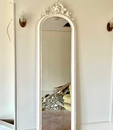 An Antique Victorian Standing Framed Mirror With Plaster Detail