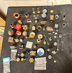 Treasure Lot Of Mini All Pooja, Kitchen, Copper, Steel Items - Iron Boxes, Animals, Key, Music & More. KM/A4