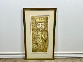 Irving Amen, Trumpet, Pencil Signed & Numbered Etching With Aquatint