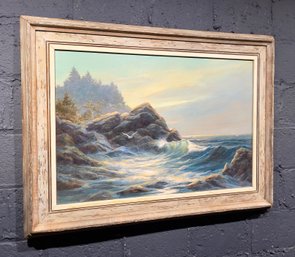 Vintage Charles A Carter Oil On Masonite Titled Evening Cove