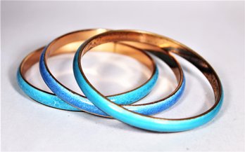 Renoir Matisse Blue Enamel On Copper Bangle Bracelet