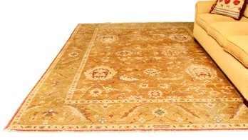 Authentic Nepalis Rug In Cream, Ochre, Light Blue And Crimson 110'W X 148'L