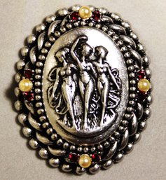 Silver Tone Three Graces Silver Ton Large Brooch In Original Box