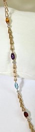 GORGEOUS PETITE 14K GOLD MULTI GEMSTONE AND DIAMON BRACELET