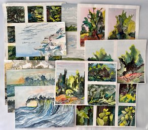 10 George Yourke Original Watercolor Landscape & Tree Study Paintings, Unframed