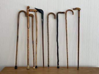 Lot Of 9 Wood Canes Walking Sticks