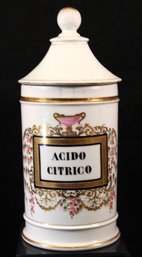 19th Century Spanish Apothecary Jar Acido Citrico With Christie's Auction Tag Oct 84