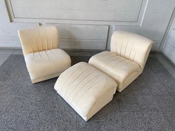 Swanky 3 Piece Low Modern Club Chairs W/ Ottoman /