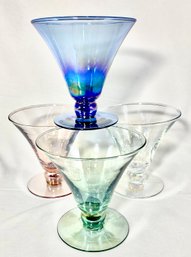 Vintage Iridescent Handblown Mexican Pedestal Cocktail/sherbert Glasses